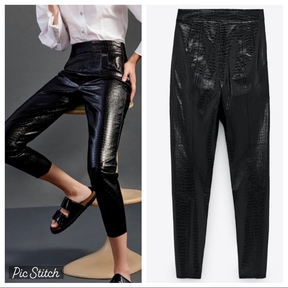 ZARA | Croc Embossed Cigarette Pant - Picture 1 of 6
